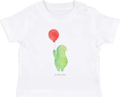Produktbild von Mr. & Mrs. Panda  T-Shirt Schildkröte Luftballon 0. - 6. Monat - Weiß - Geschenk, Baby Shirt, Schildkröten, Ballon, Jahrmarkt, Organic, Motivationsspruch, Babyshirt