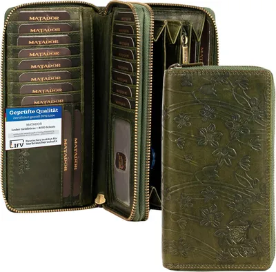 Produktbild von Damen Leder Geldbörse groß RFID Schutz viele Kartenfächer Portemonnaie elegant Geschenkbox Luxus Geldbeutel Brieftasche Wallet hochwertig