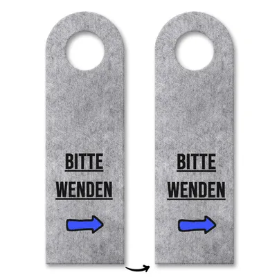 Produktbild von Bitte wenden Türhänger 10er Set Scherzartikel in Grau