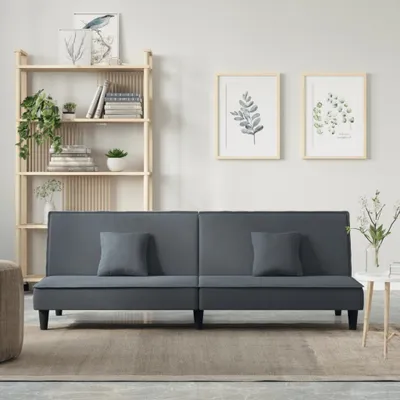 Image de The Living Store Canapé-lit en velours gris foncé