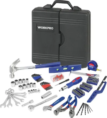 Produktbild von WORKPRO Werkzeugkoffer gefüllt, Haushalt Werkzeugkiste, Steckschlüssel-Satz Gabelschlüssel Universal Werkzeugkiste 201-teilig
