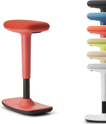 Produktbild von Trendoffice to-swift, Bürohocker, Stehsitz, Stehhilfe, Sitzhocker mit Wippfunktion ergonomisch und höhenverstellbar (50-75 cm) für gesundes und aktives Sitzen, by Dauphin (korallenrot)