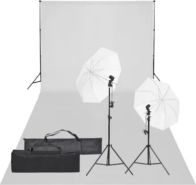 Zdjęcie produktu dla vidaXL Studio fotograficzne z oświetleniem i tłem