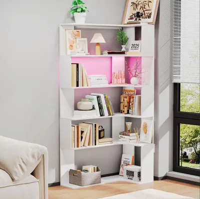 Immagine prodotto di Scaffale angolare bianco - 5 ripiani - altezza 90 cm