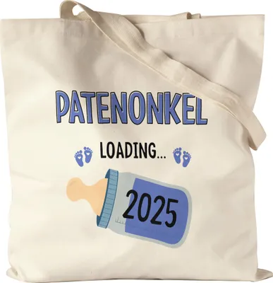 Produktbild von Patenonkel Loading 2025 Jutebeutel Geschenk Werdende Patenonkel Babynews mit Ladebalken Schwangerschaft Geschenkidee