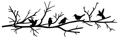 Wanddeko Metall Vögel auf Ast, schwarz, 43,2x18,5 cm