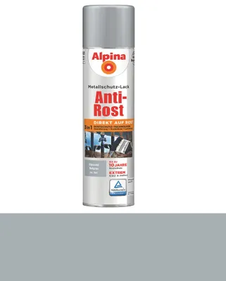 Produktbild von Alpina Metallschutzlack Anti-Rost Hellgrau 400 ml Sprühdose glänzend