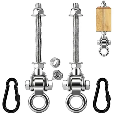 Obrázek produktu pro Sada 2 houpacích háků, úchyt na houpací síť 297 mm, nosnost do 680 kg, zavěšení houpačky z nerezové oceli.