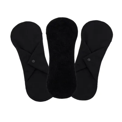 Produktbild von Bamboolik Waschbares Menstruationspad - Schwarz - 3 Stück