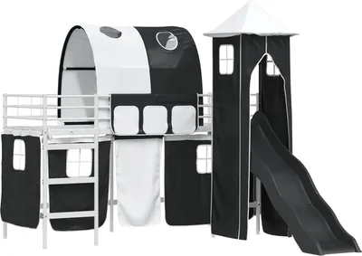 Immagine prodotto di Letto a soppalco per bambini vidaXL, bianco e nero, 100 x 190 cm, metallo