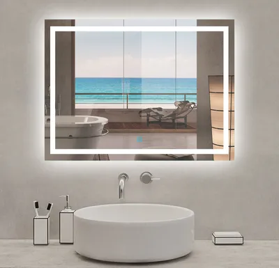 Image de Miroir lumineux 80x60cm,3 couleurs + dimmable + anti-buée + mémoire, miroir salle de bain