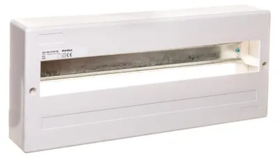 Obrázok produktu pre Modulárna rozvodná skrinka z plastu, 1x18, montáž na stenu, stupeň ochrany IP30 IK06 II, bez dverí, model DB118W 1X18P/SM, biela, kód 3854