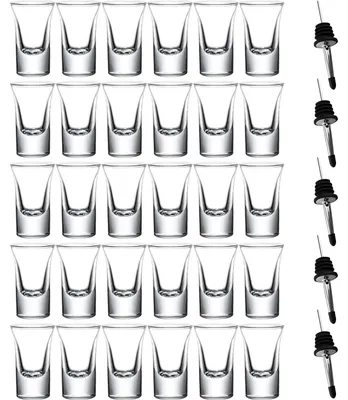 Image de Ensemble de 30 verres à shot et 5 carafes - Verres transparents pour boissons