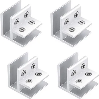 Produktbild von Aluminiumglashouder F-type 90-graden, 6-pack, Zilver, 10-12 mm