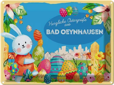 Produktbild von vianmo Blechschild 30x40 cm Ostern Ostergrüße BAD OEYNHAUSEN Gruß
