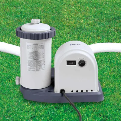 Produktbild von INTEX Poolfilterpumpe 5678 L/h 28636GS, Krystal Clear & Hydro Aeration, für 12.000-40.000 L Pools, \u00d8 38mm Anschluss, max. 3 g/l Salzgehalt, max. 35 \u00b0C, Grau, 230x370x320 mm (BxTxH)