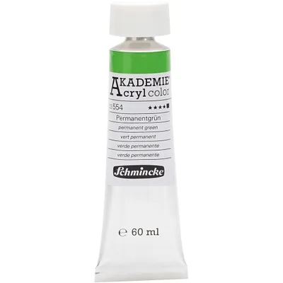 Produktbild von Schmincke AKADEMIE® Acrylfarbe, Permanentgrün (554), Opak, Gut lichtech, 60ml
