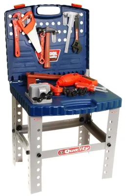 Produktbild von 2in1-Werkstatt für Kinder ab 3 Jahren Tragbarer Koffer + DIY-Tisch + Werkzeug