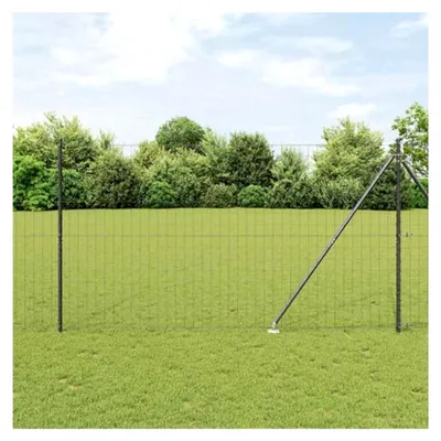 Produktbild von Gartenzaun Komplettset Grau 1,6 x 10 m aus Stahl und PVC Maschendrahtzaun für Garten und Terrasse