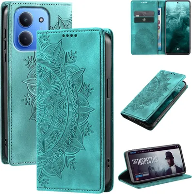 Produktbild von Mandala Handyhülle für Xiaomi Redmi 15C RFID Schutz Klapphülle Case Cover Design Schutzhülle Farbe: Türkis