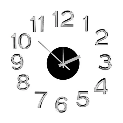 Produktbild von Wanduhr Aufkleber Weiß Silberfarben ABS EVA Ø 35 cm (6 Stück)