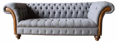 Produktbild von Chesterfield Stoffsofa Luxus Sofa Polster Couch Sitz Grau Textil Neu