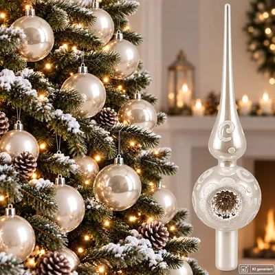 Produktbild von Christbaumspitze Baumspitze Tannenbaumspitze Glas Baum Spitze Baumschmuck Weiß
