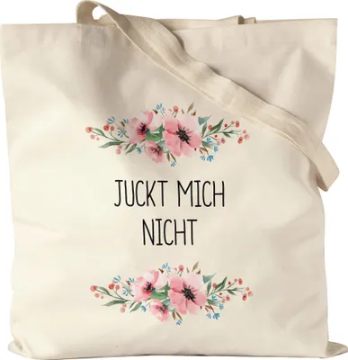 Produktbild von Juckt mich nicht Jutebeutel Stoffbeutel Canvas lustig sarkastisch humorvoll Beutel mit Blumen Motiv Geschenk
