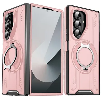 Produktbild von Für Samsung Galaxy Z Fold7 5G MagSafe 360 Grad Magnetischer Ringhalter Schutz Hülle Rosa