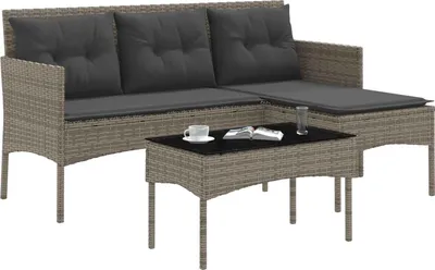 Image de Ensemble de canapé de jardin avec coussin 2 pcs polyrotin