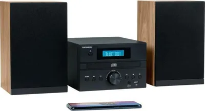 Image de Micro Chaîne THOMSON, Bluetooth, Radio, CD, MP3, USB, DAB, Bois et noir