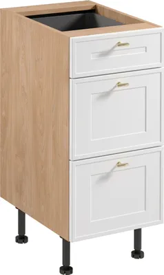 Produktbild von küchenunterschrank 40 cm mit Schubladen ohne Arbeitsplatte,  Sorento D40S3 Weiß/Sonoma Eiche
