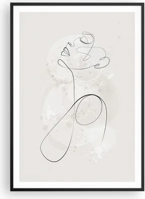 Produktbild von Gerahmtes Poster - Schwarzer Rahmen - Frau eins Linie - 70x100 cm - Wand Bild - Wanddeko - Wandbilder - Kunstposter - Wandposter - Bilderrahmen - Bilder - Kunstdruck - P2BPA70x100-4576