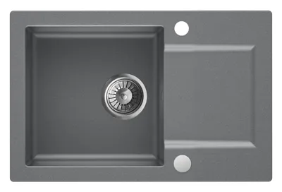 Produktbild von Granitspüle - Spülbecken - Küchenspüle - 66 x 43 cm - Moonlight Grey - Einbauspüle - Kratzfest, Elegant, Platzsparend, mit Siphon, Coast 100