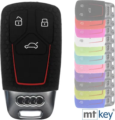 Produktbild von Auto Schlüssel Hülle Silikon Schutz Cover im Wabe Design Schwarz kompatibel mit Audi A4 A5 A6 A7 TT Q2 Q5 Q7 A8 Q8 3 Tasten KEYLESS SMARTKEY