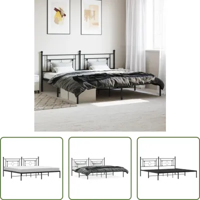 Produktbild von The Living Store Bettgestell mit Kopfteil Metall Schwarz 193x203 cm