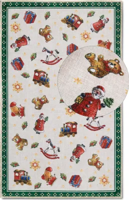 Zdjęcie produktu dla Dywan chodnik świąteczny, pod choinkę 50x80cm, antypoślizgowy płasko tkany