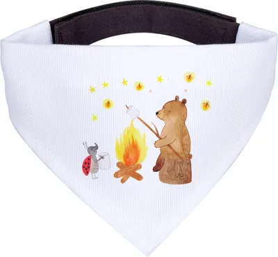 Produktbild von Mr. & Mrs. Panda Halstuch Hund Bär & Marienkäfer Lagerfeuer - Weiß - Geschenk, Hundehalstuch, Bandana, Dreieckstuch, Hunde, Teddy
