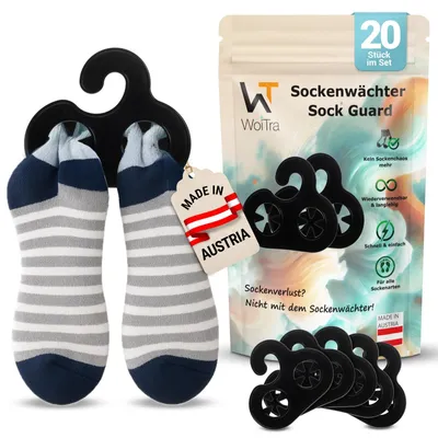 Image de Pince à chaussettes porte-chaussettes pince à linge pour chaussettes - 20 pièces - Plastique - Noir - Pour machine à laver et sèche-linge