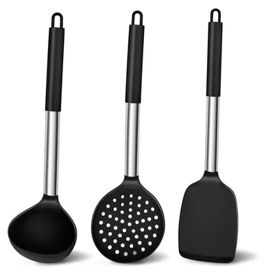 Produktbild von 3-teiliges Küchenhelfer-Set mit Edelstahlgriffen