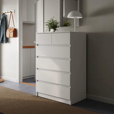 Image de Commode Home Collective | Commode à tiroirs | Commode haute | Grand espace de rangement avec 6 tiroirs | Commode pour chambre, salon, couloir ou bureau | Meuble de rangement | 80 x 120 x 50 cm | Blanc