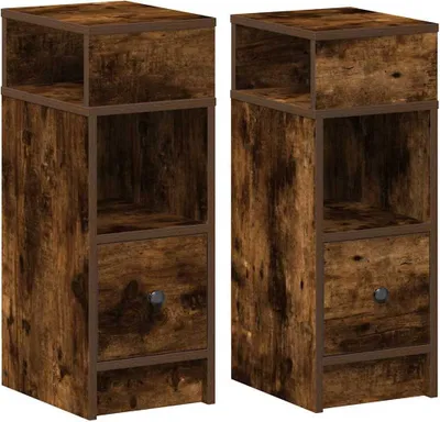 Zdjęcie produktu dla Szafki nocne 2 sztuki z szufladą dąb wędzony 25x31x66 cm