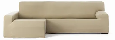 Bi-elastischer Bankbezug für Chaise Longue, Beige, 3-Sitzer
