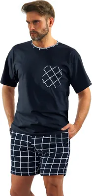 Produktbild von Sesto Senso Herren Schlafanzug Kurzarm + Shorts 2024/01, Dunkelblau, XL