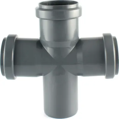 Produktbild von HT Rohr Doppelabzweig PP DN 50 110 Doppelverbindung 90° Formstück grau DN 110/50/50