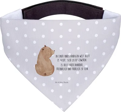 Produktbild von Mr. & Mrs. Panda Hundeschal Bär Schulterblick - Grau Pastell - Geschenk, Weisheit, Selbstachtung, Hundehalstuch, Bären, Halstuch Für Hunde, Bärenliebe, Tuch, Motivation