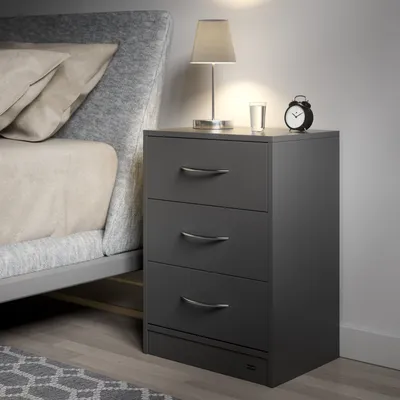 Produktbild von CASARIA® Nachttisch Eloise 3 Schubladen Kabelführung Wandbefestigung Boxspringbett Schlafzimmer Nachtschrank Nachtkonsole Nachtkommode Holz 54x39x28cm, Farbe:2er Set LED anthrazit