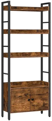 Image de TRANKIELO® - Bibliothèque avec portes et étagères - Design industriel - 4 niveaux - Idéale pour le salon, le bureau ou la cuisine