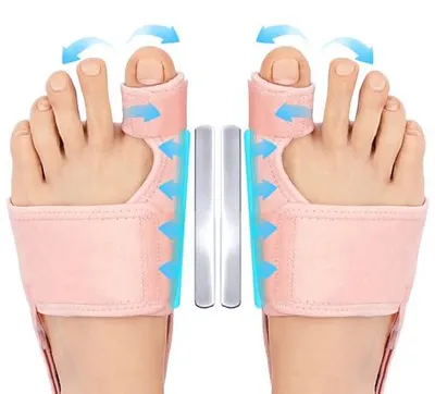 Produktbild von Hallux Valgus Korrektur Schiene, 2x Tag & Nacht Zehenbegradigung für Herren & Damen, Rutschfester Bunion Zehenspreizer, Hallux Valgus Bandage zum Schutz der Großen Zehe, mit 2 Fersenverstellriemen