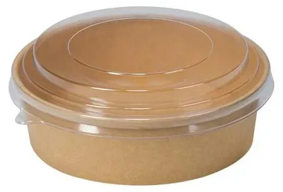 Produktbild von 50x Salatschalen 1100ml aus Kraftpapier braun inkl. Deckel transparent rPet